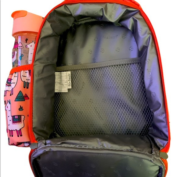 Super Cute Fit + Fresh Less Drama More Llama Insulated Lunch Bag W/ Bottle. - Picture 8 of 9